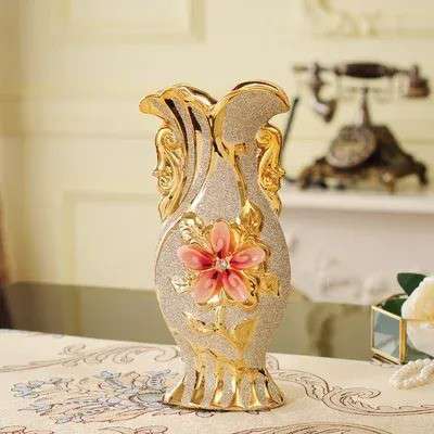 Gold Polished Ceramic Flower – Luxury Decorative Accent for Home & Office