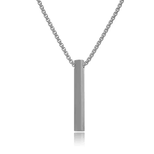 Buy Karishma Kreations Men's Jewellery 3D Cuboid Vertical Bar Pendants Stick Stainless Steel Silver