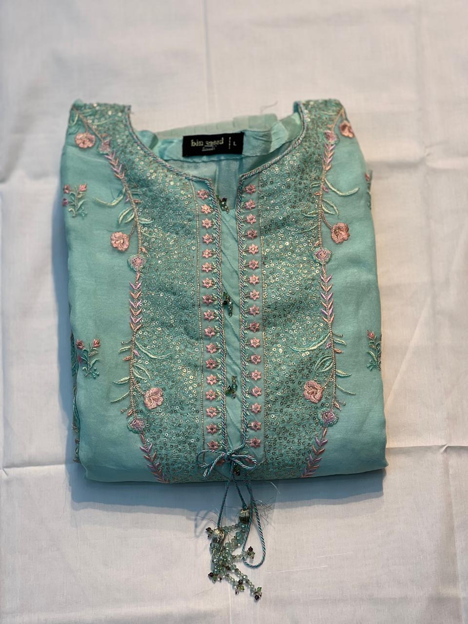 pakistani sadabahar organza 2 piece